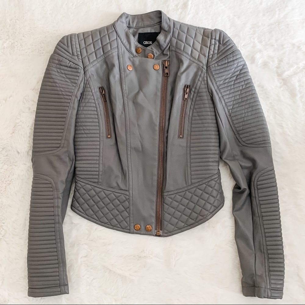 Gray Leather Jacket